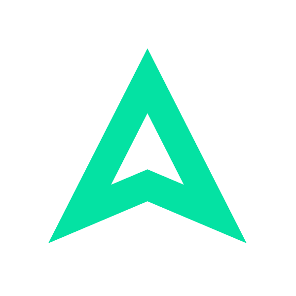 Heating Oil 1 Green arrow logo with a triangular design on a black background.